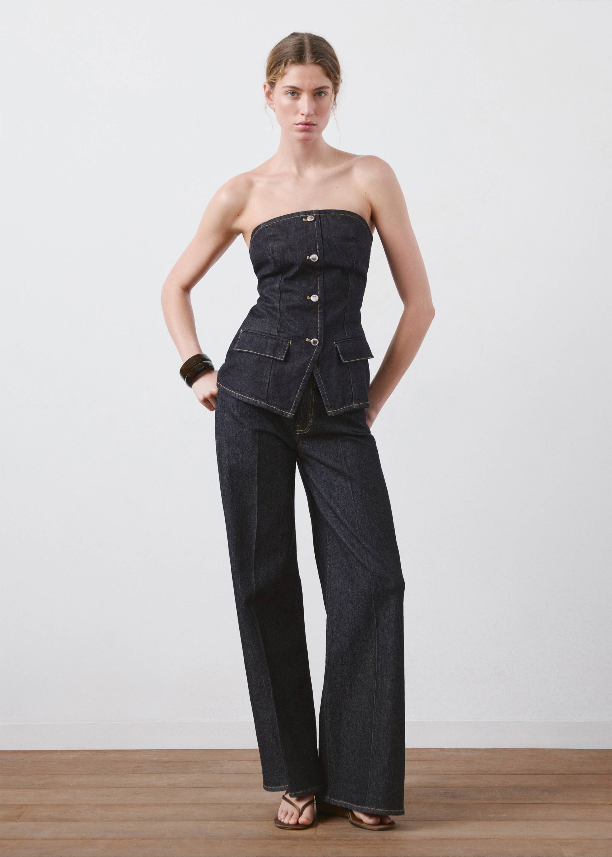 Jeans balloon tiro medio - Plano general, Azul. Ref: 27025828-00.