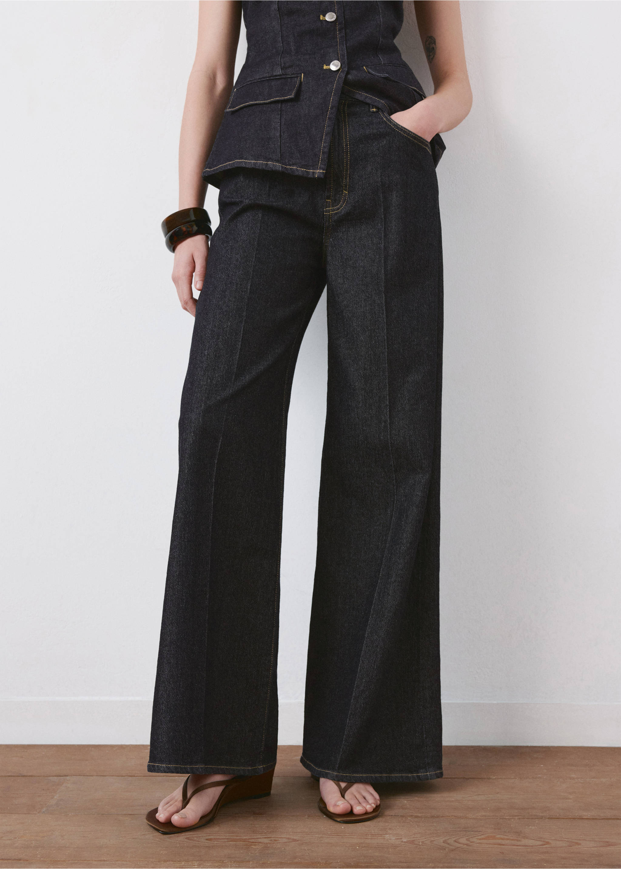 Jeans balloon tiro medio - Plano medio, Azul. Ref: 27025828-00.