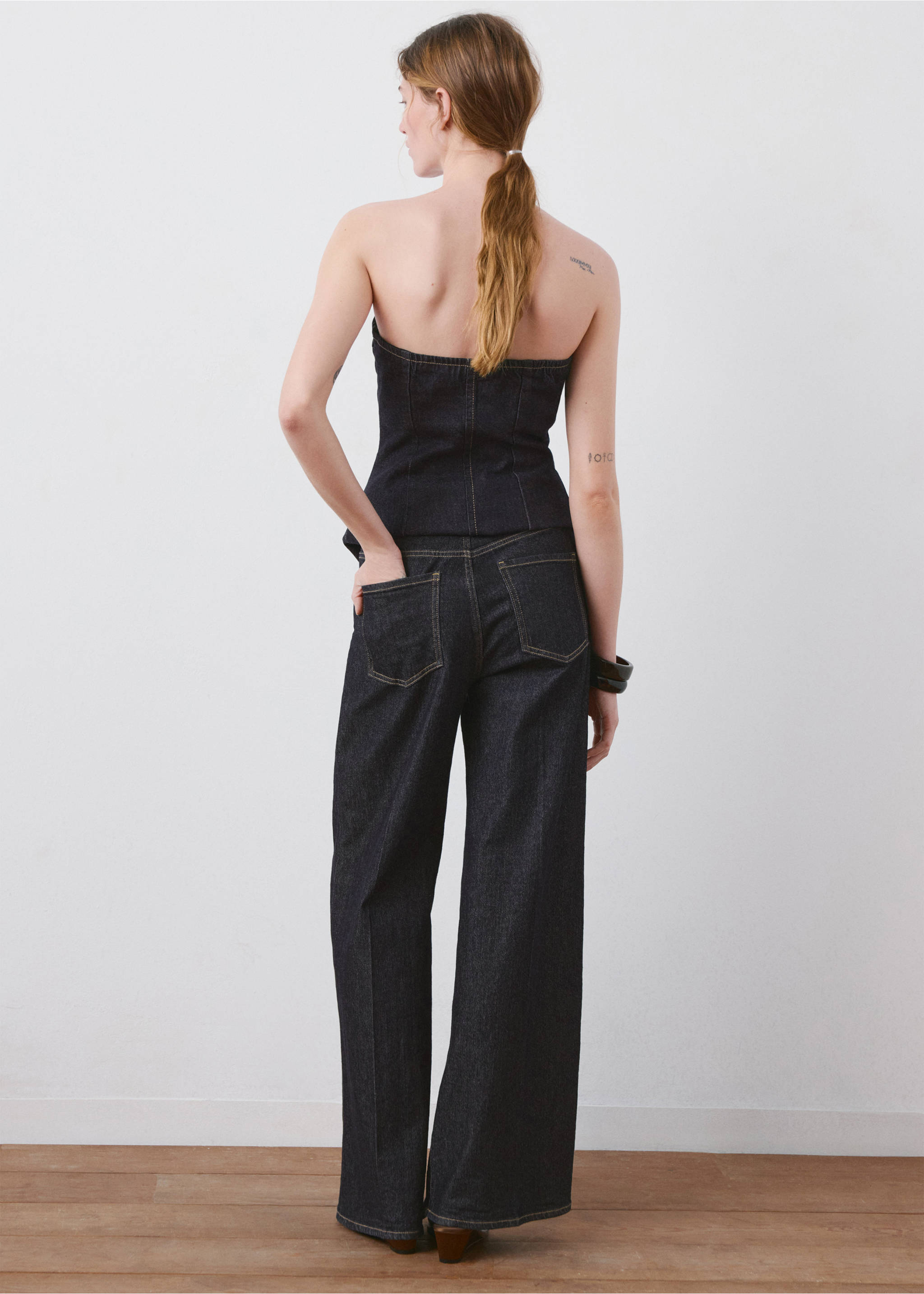 Jeans balloon tiro medio - Reverso del artículo, Azul. Ref: 27025828-00.