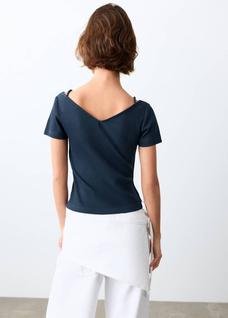 Short-sleeve strap top — Navy