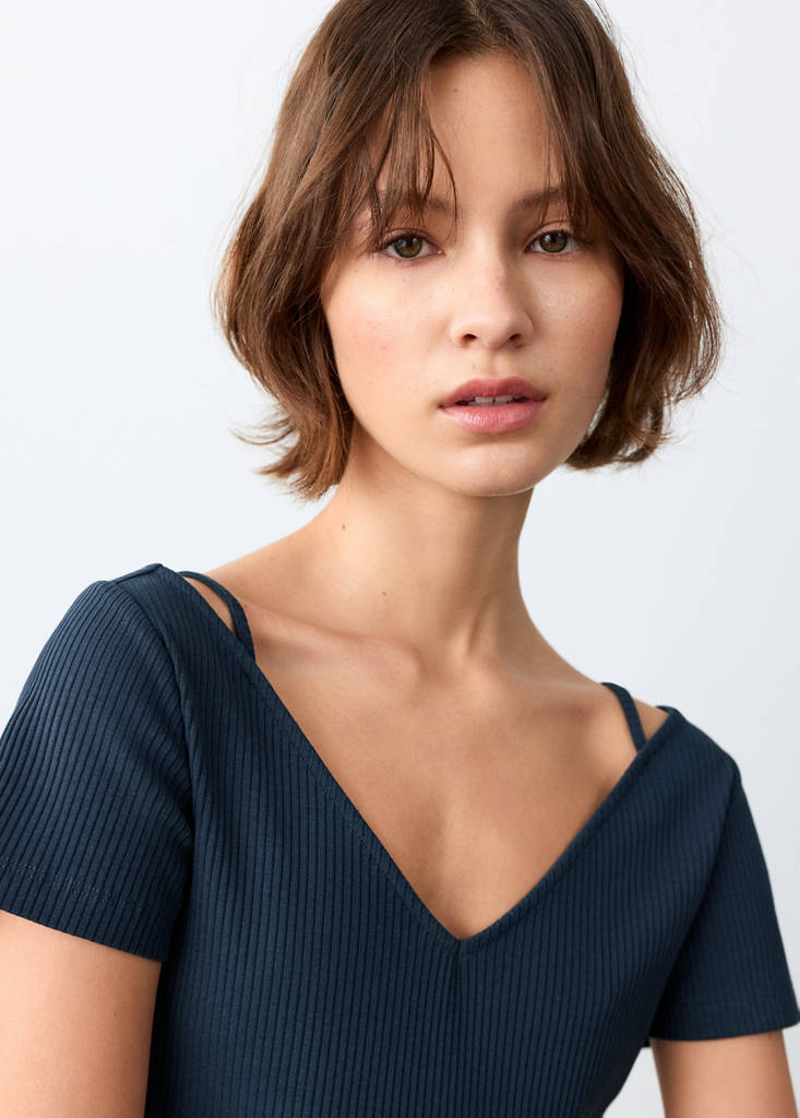 Short-sleeve strap top — Navy