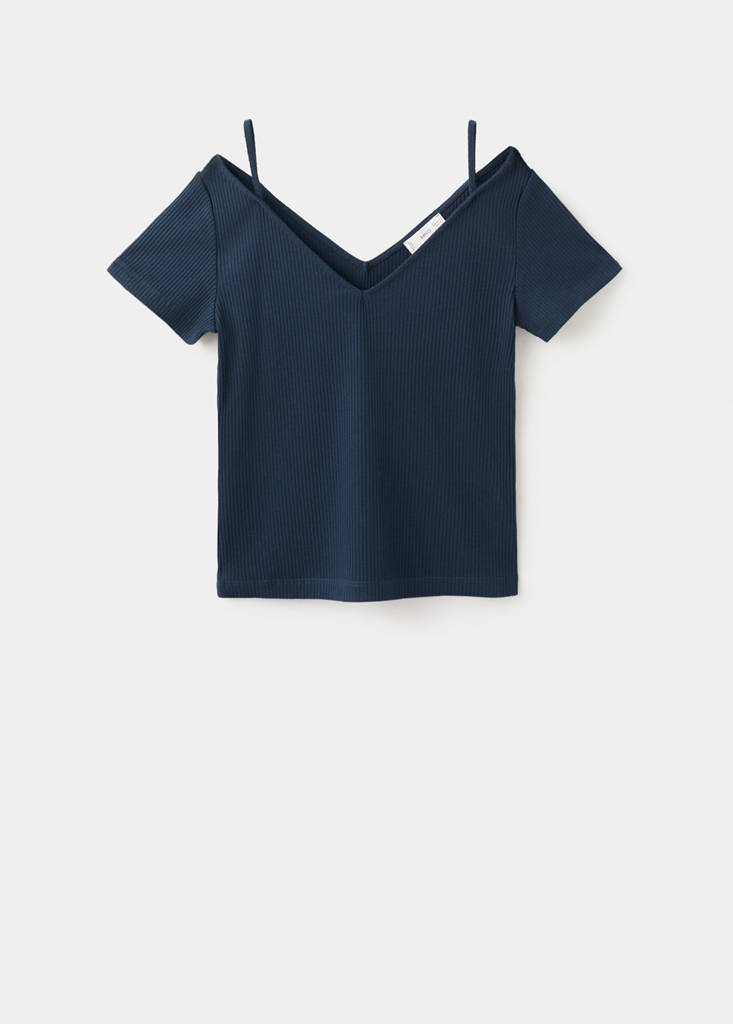 Short-sleeve strap top — Navy