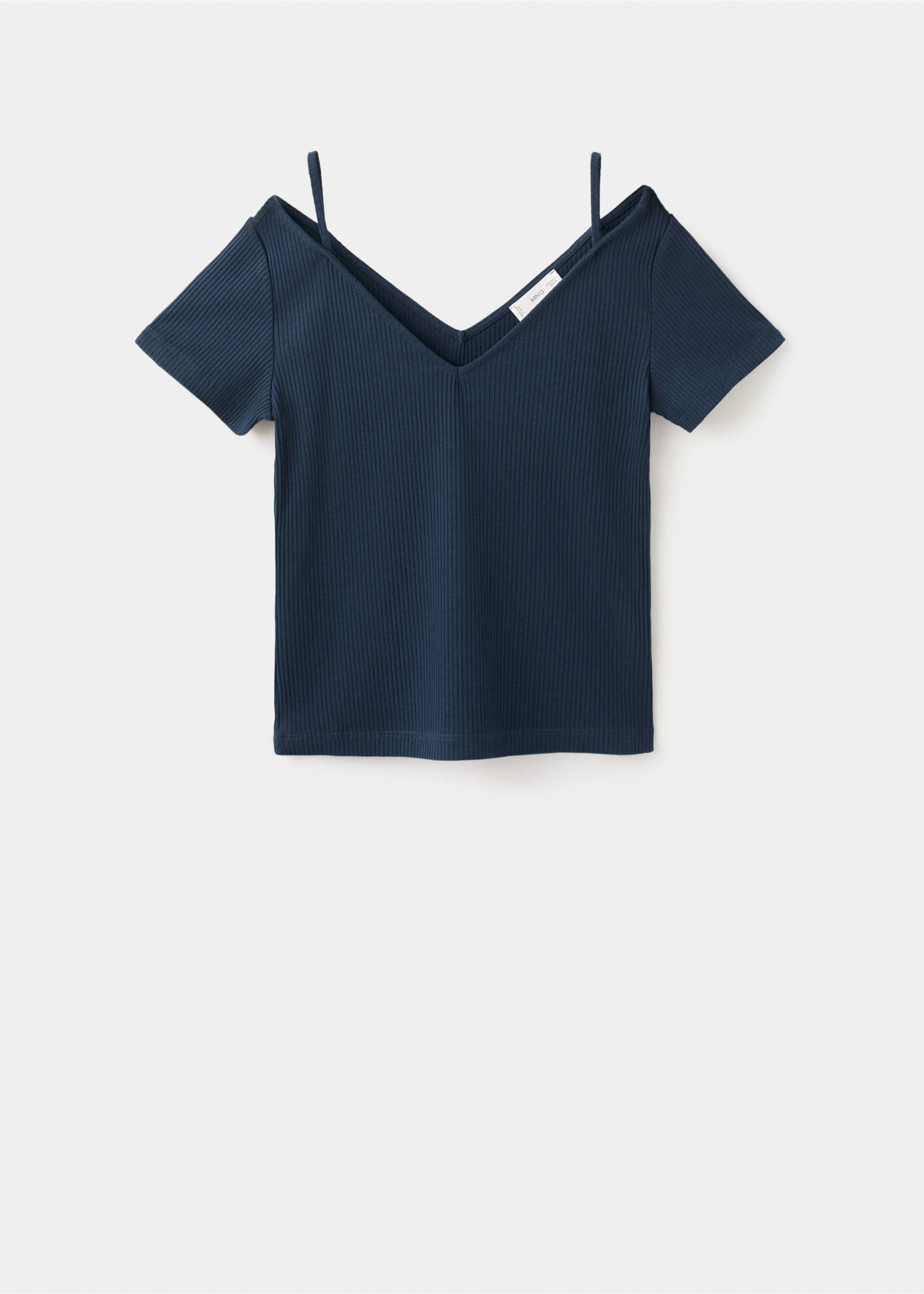 Short-sleeve top with straps - Article without model, Navy. Ref: 27025829-00.