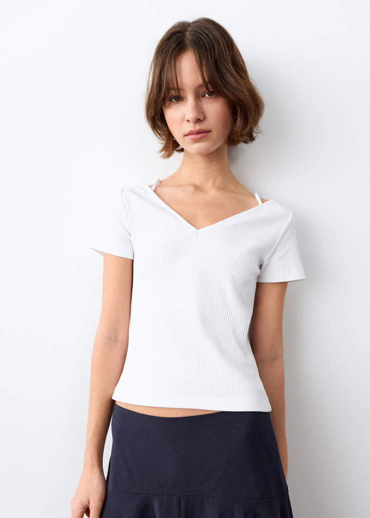 Short-sleeve strap top — Off White