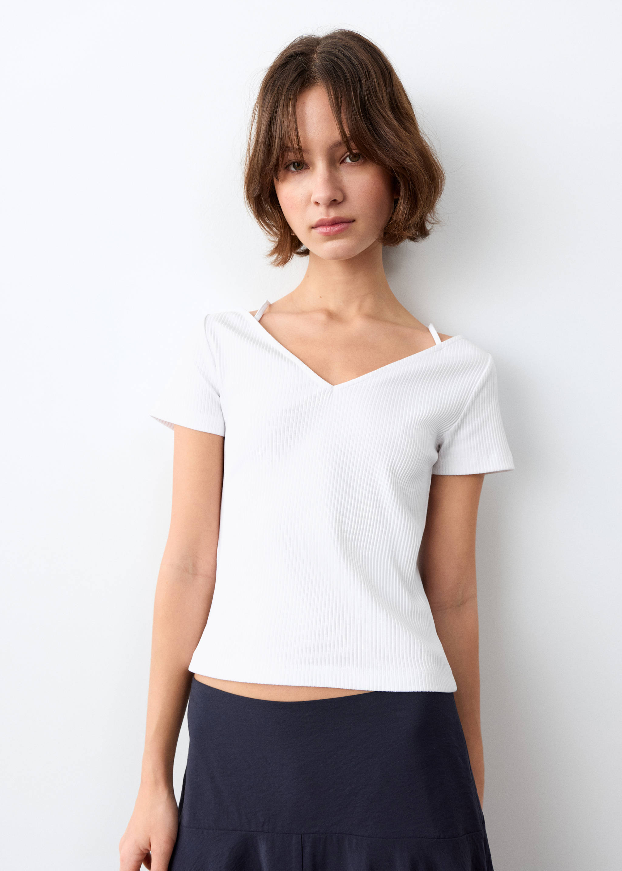 Short-sleeve strap top - Medium plane