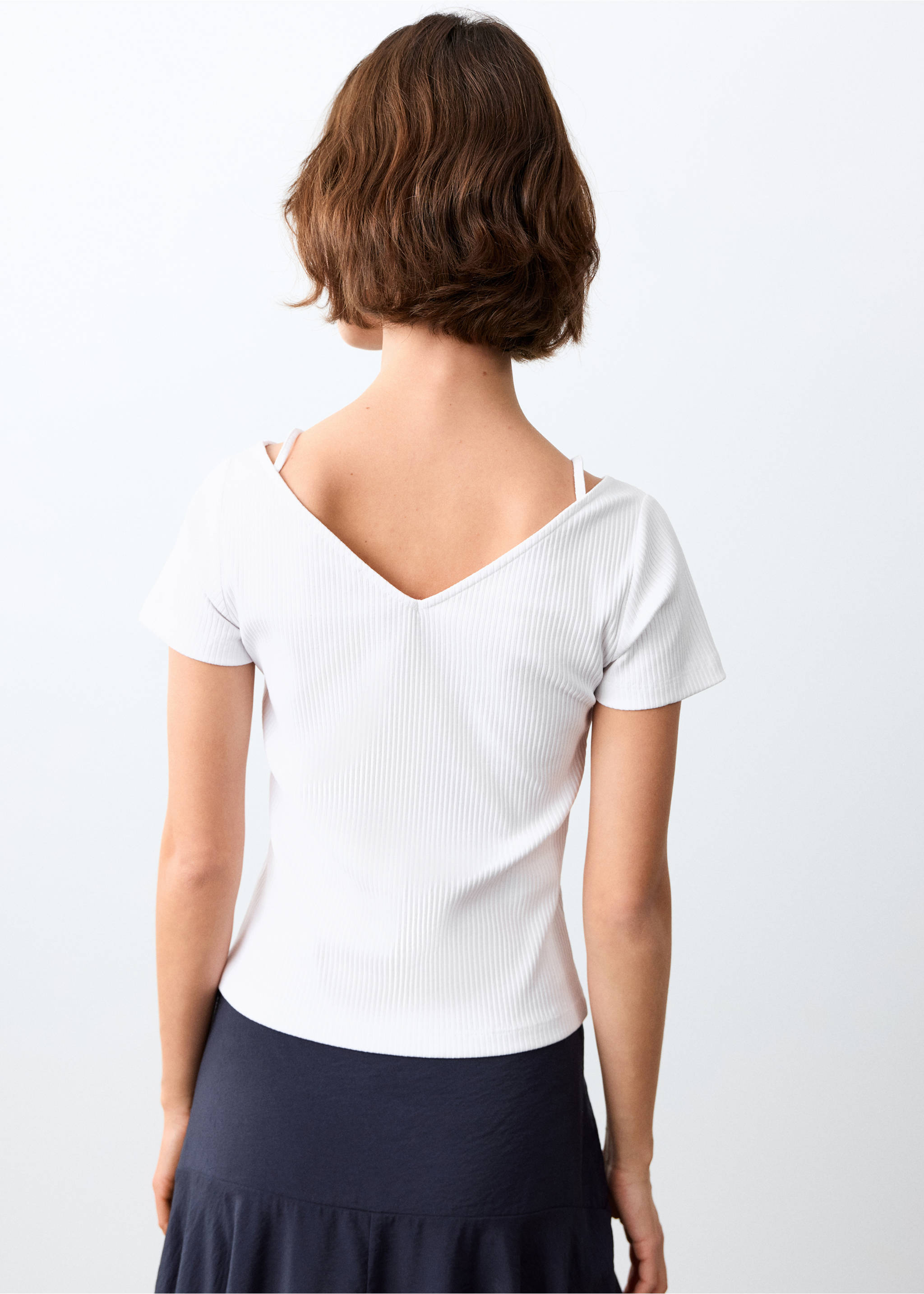 Short-sleeve strap top - Reverse of the article, Off White. Ref: 27025830-00.