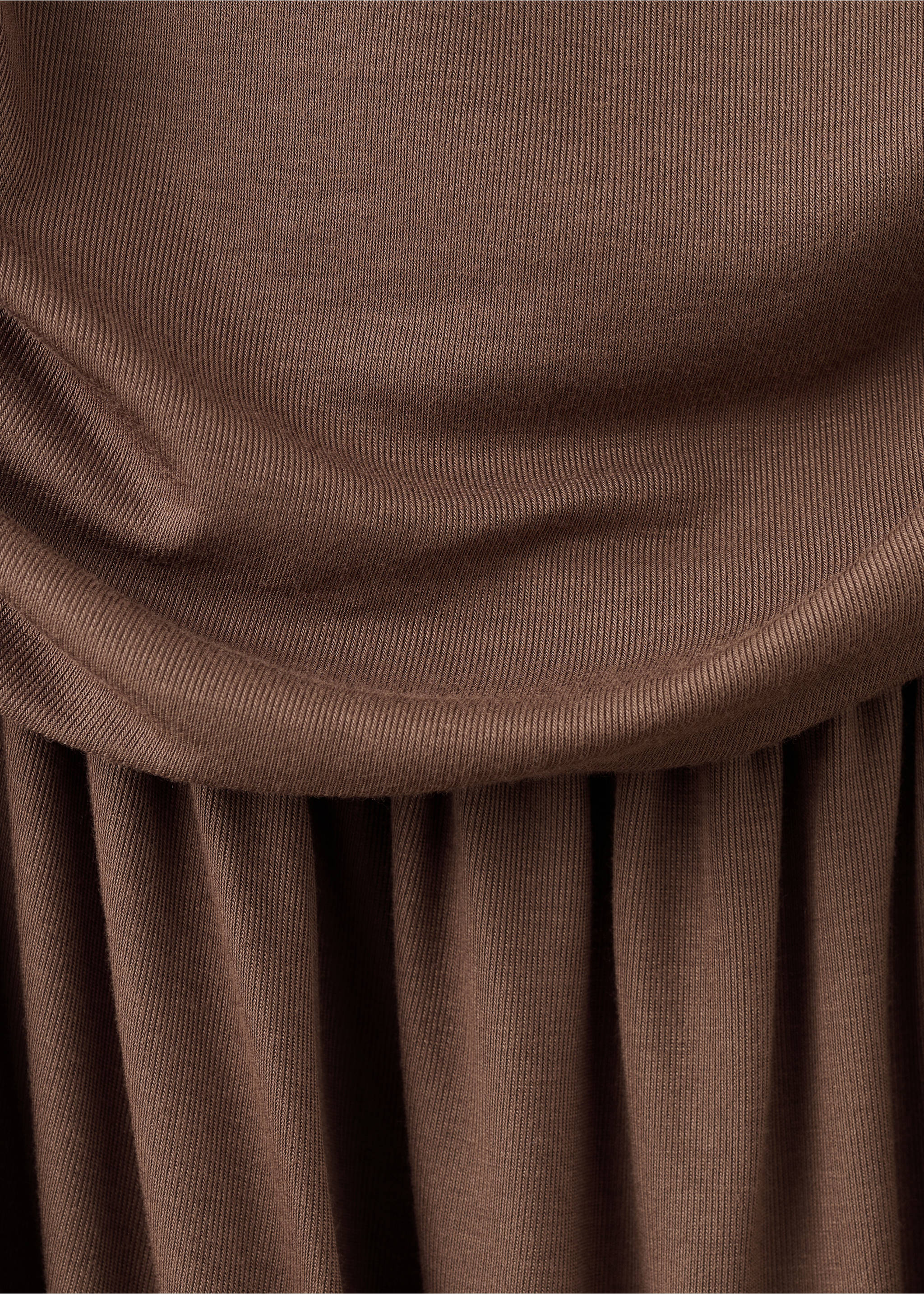 Asymmetrical dress with gathered body - Details of the article 0, Brown. Ref: 27025832-00.