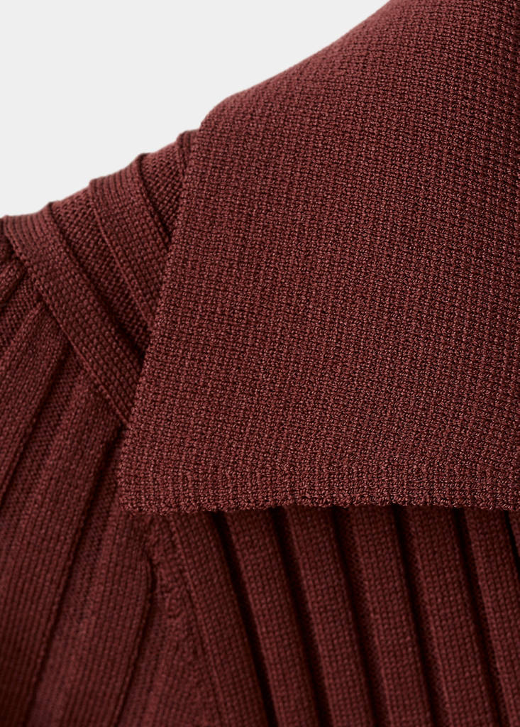 V-neck knit sweater — Burnt Orange