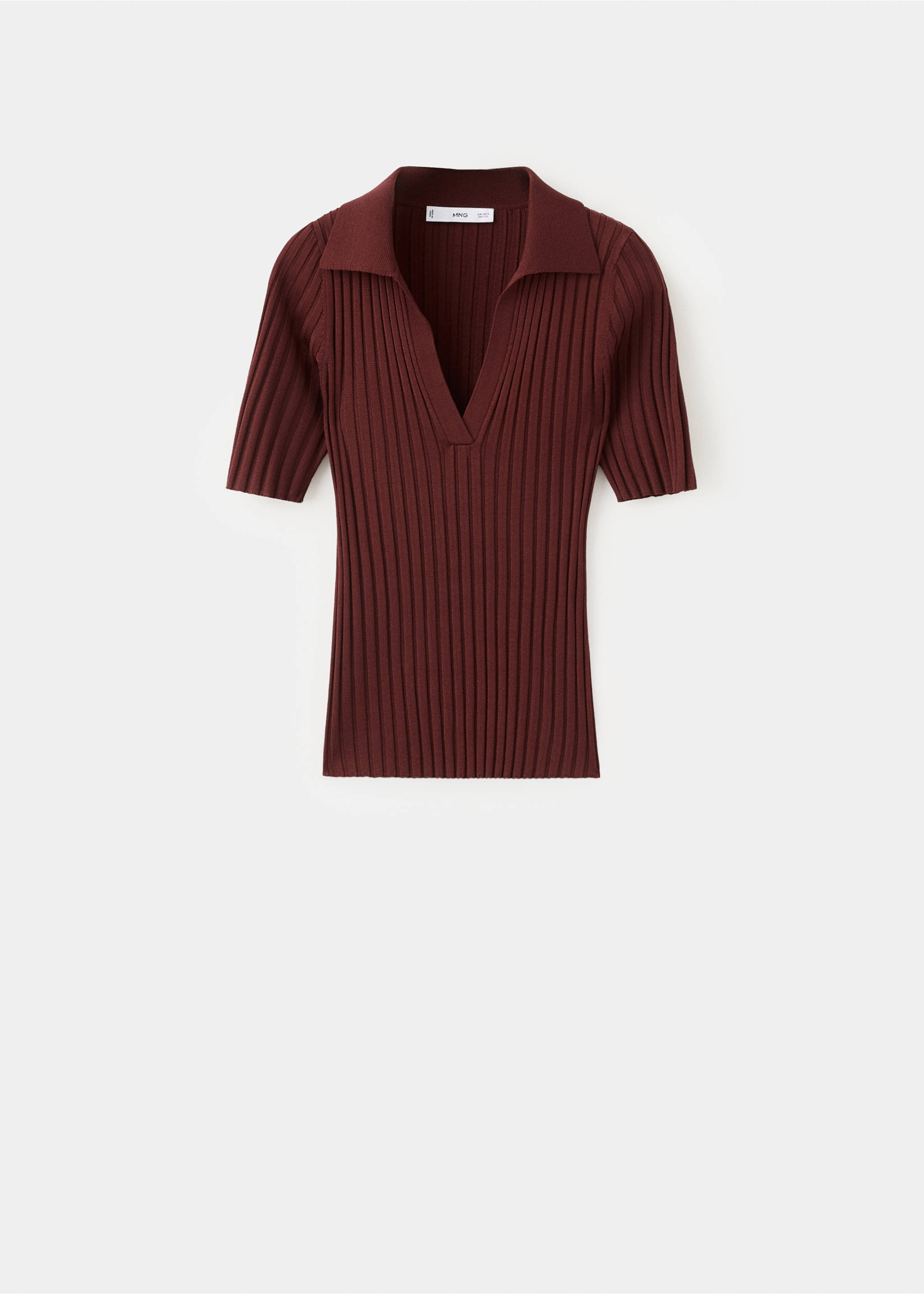 V-neck knit sweater - Article without model, Burnt Orange. Ref: 27025835-00.