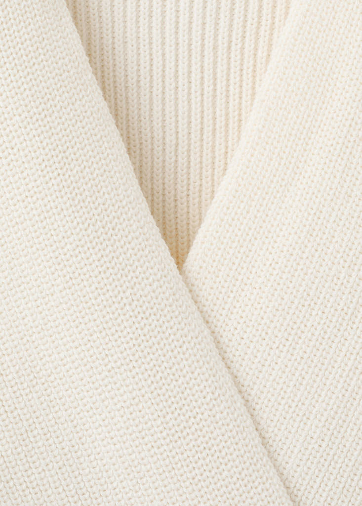 Ribbed crossover neckline jumper — Ecru