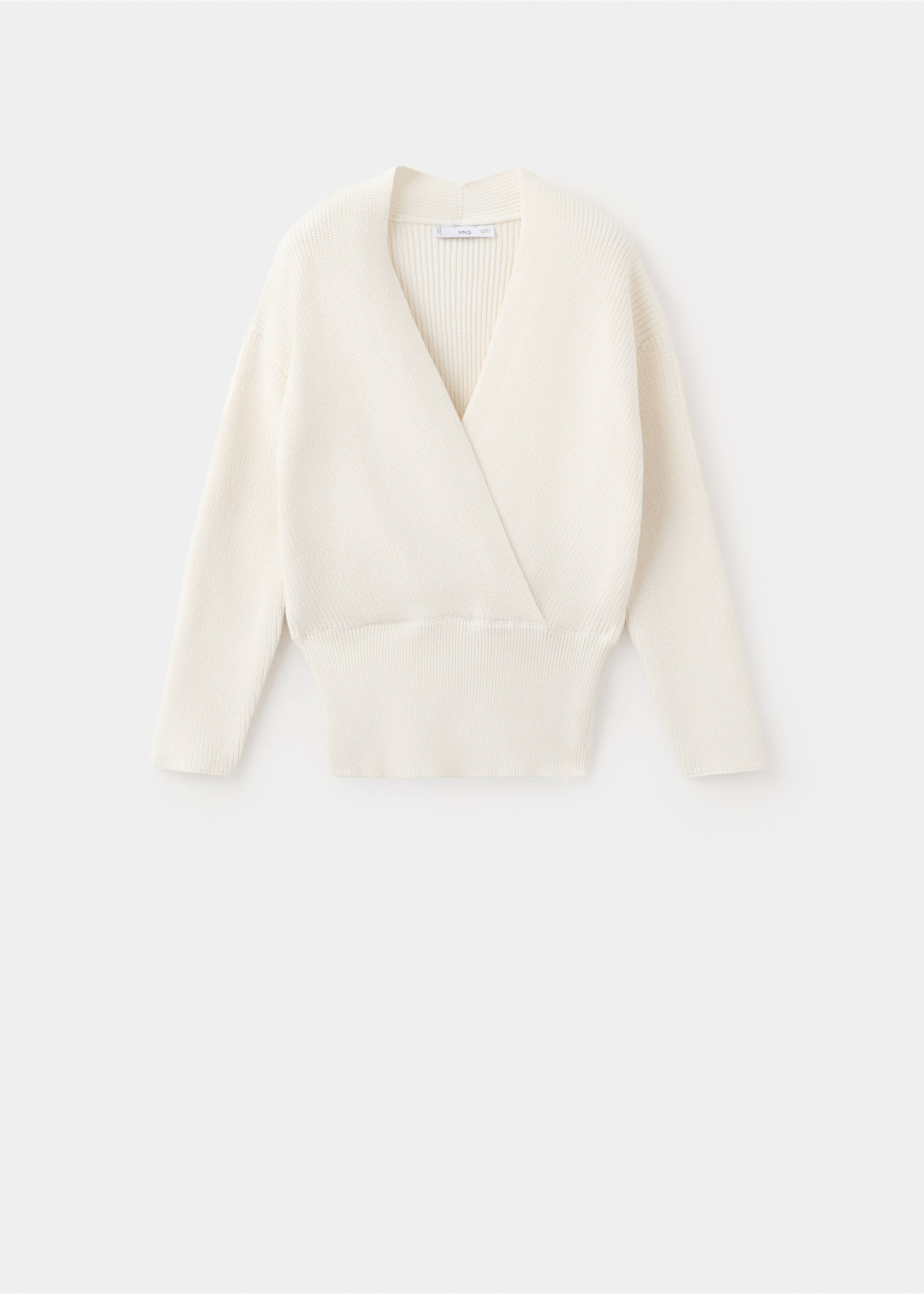 Ribbed sweater with crossover neckline - Article without model, Ecru. Ref: 27025836-00.
