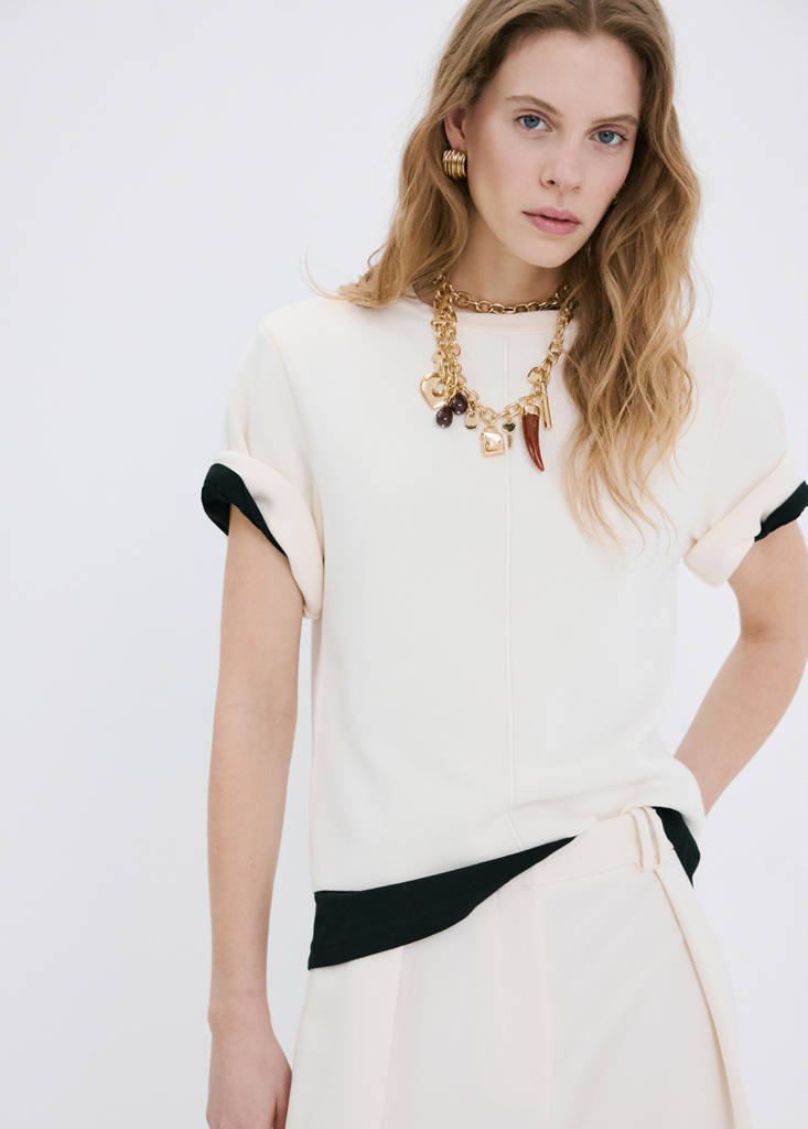 Short-sleeved knitted sweater — Off White