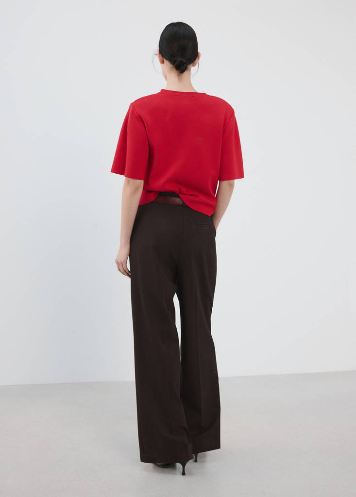 Short-sleeved knitted sweater — Red