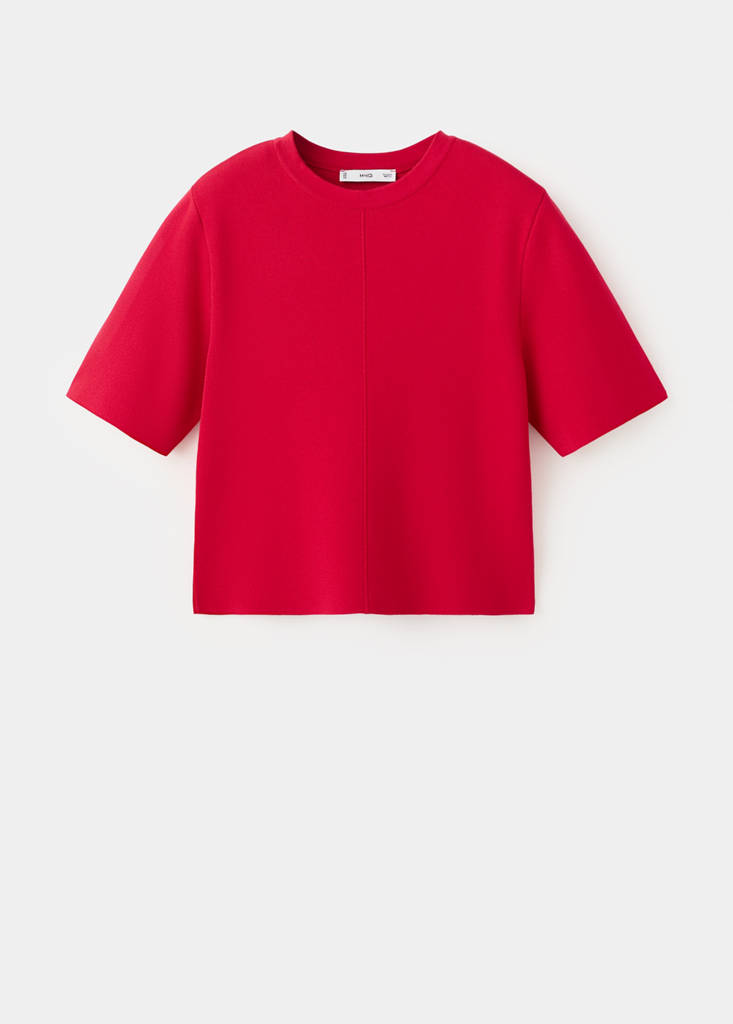 Short-sleeved knitted sweater — Red