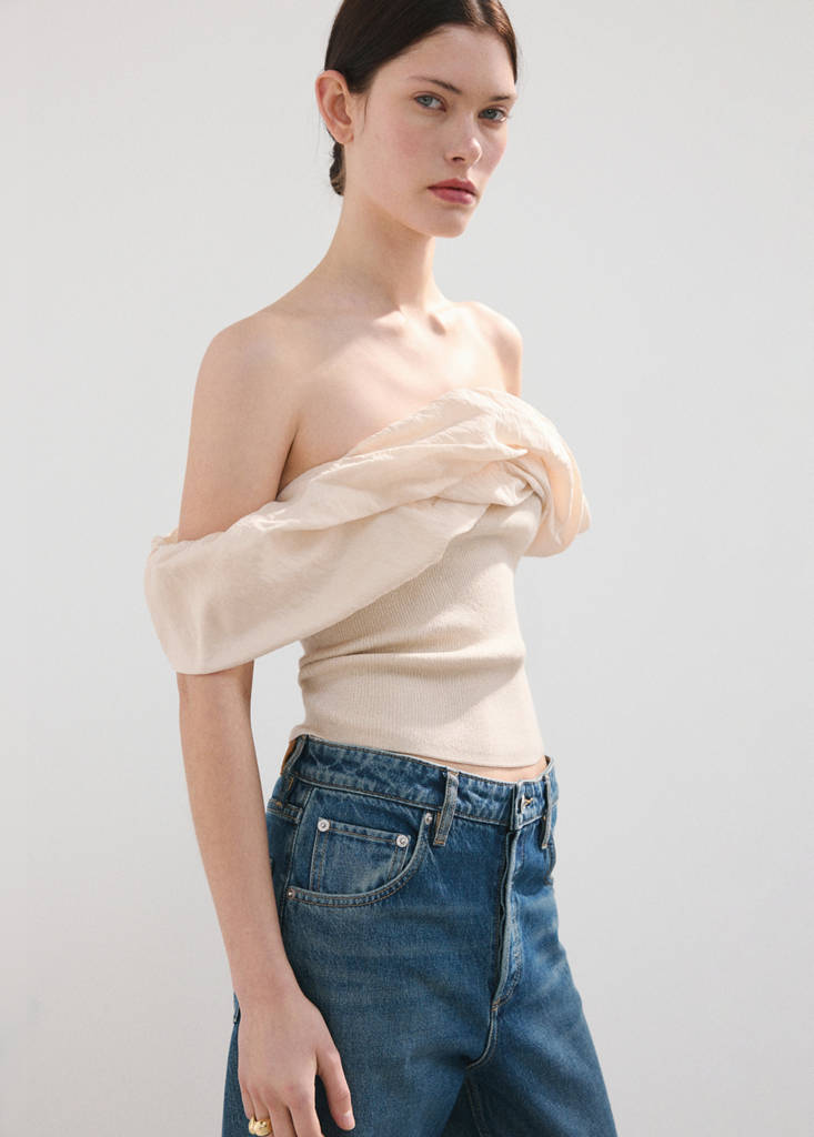 Strapless knitted top — Ecru