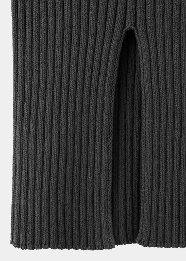 Ribbed top with openings — Charcoal