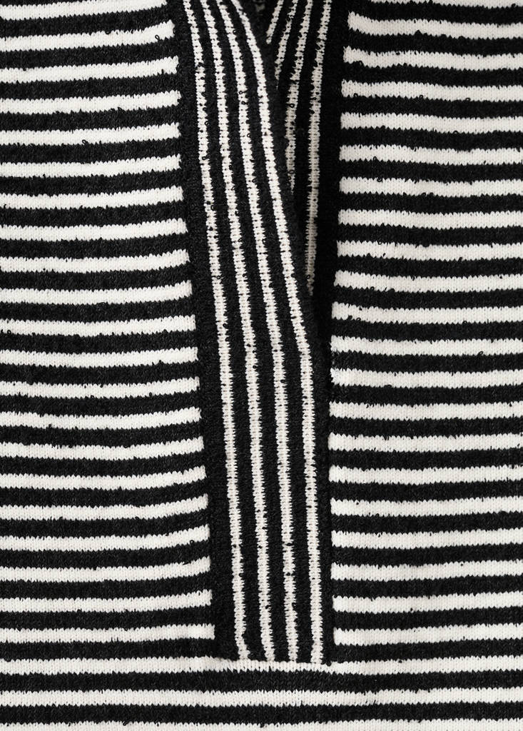 Striped polo-neck sweater — Black