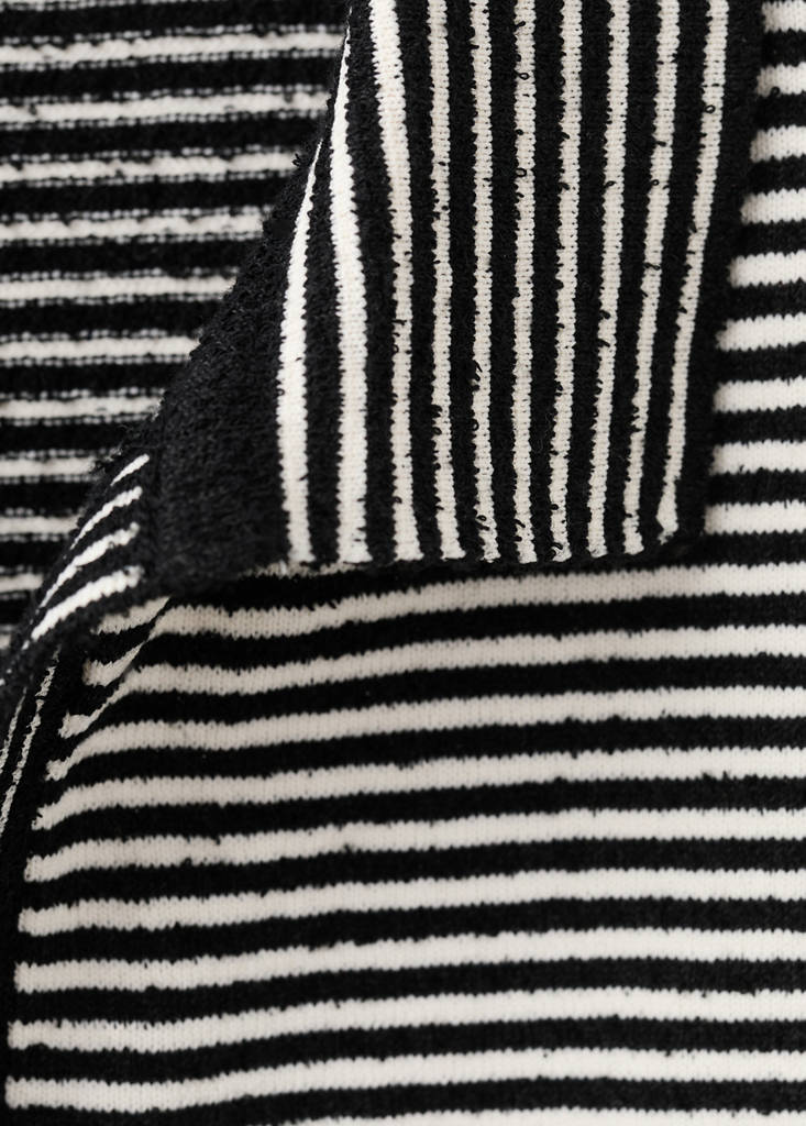 Striped polo-neck sweater — Black