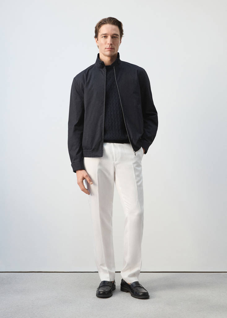 Slim-fit lyocell linen trousers — Off White