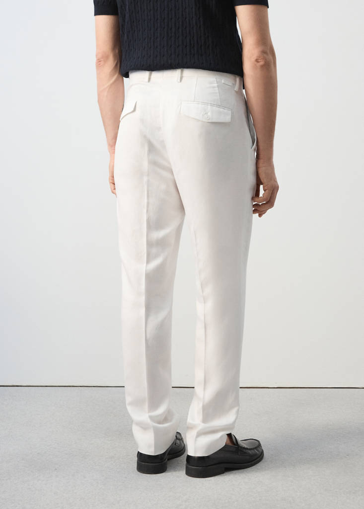Slim-fit lyocell linen trousers — Off White