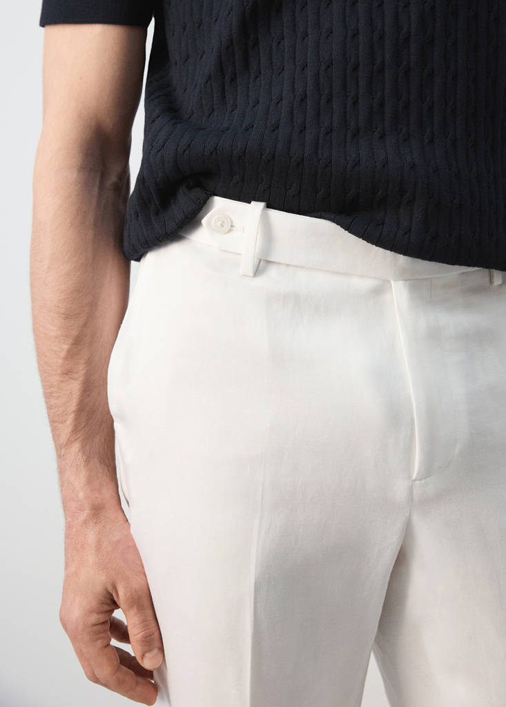 Slim-fit lyocell linen trousers — Off White