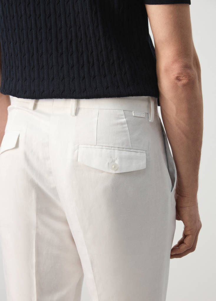 Slim-fit lyocell linen trousers — Off White