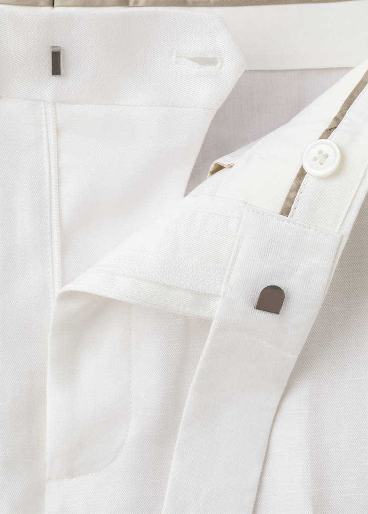 Slim-fit lyocell linen trousers — Off White