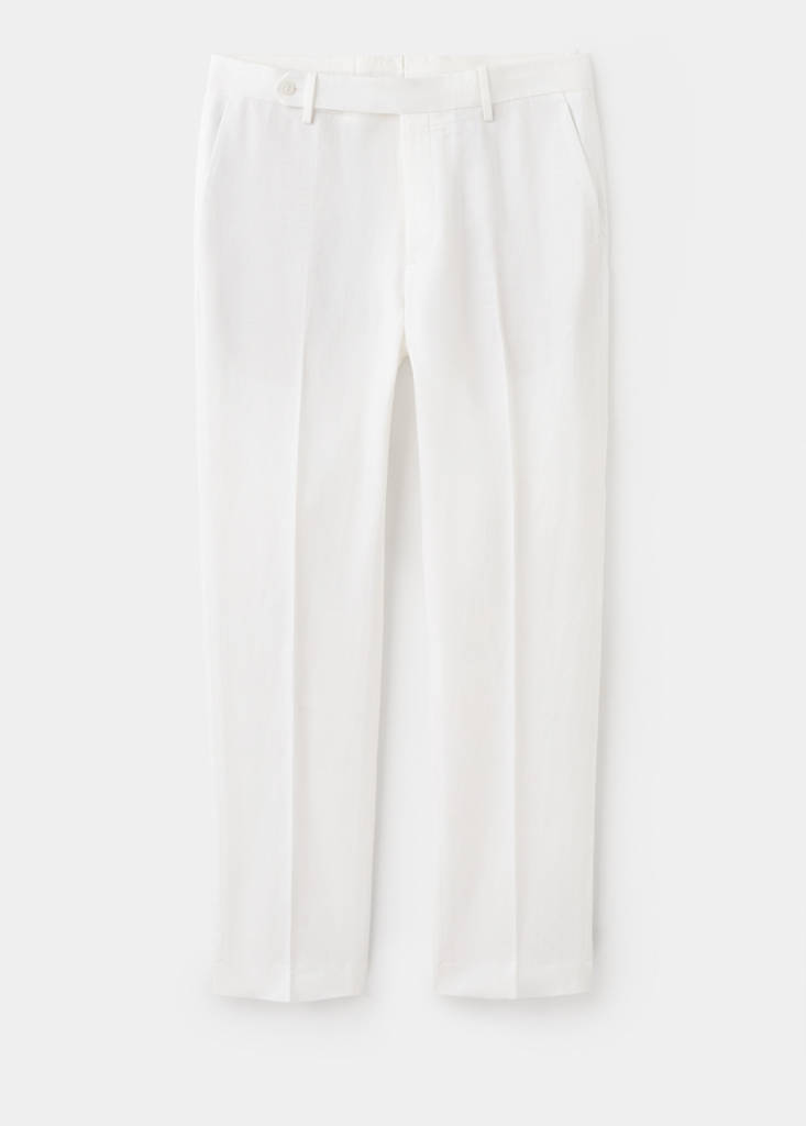 Slim-fit lyocell linen trousers — Off White