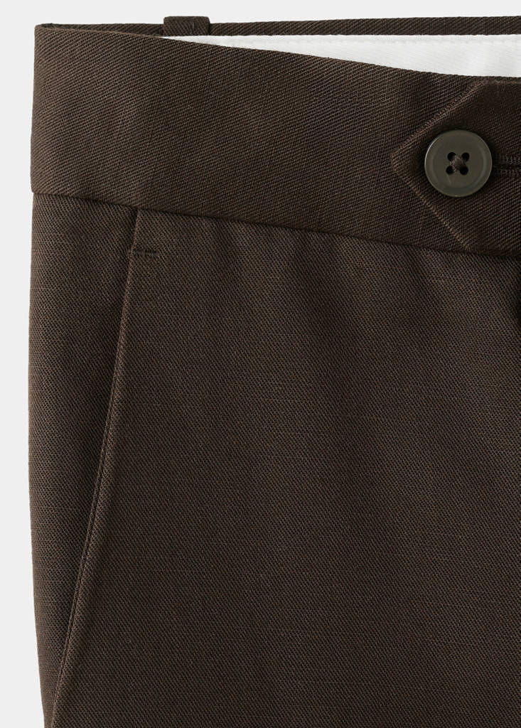 Slim-fit lyocell linen trousers — Chocolate