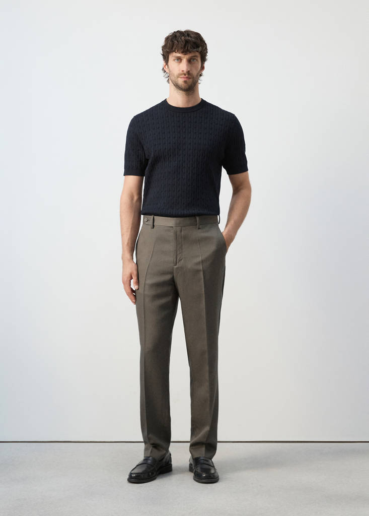 Slim-fit lyocell linen trousers — Medium Brown