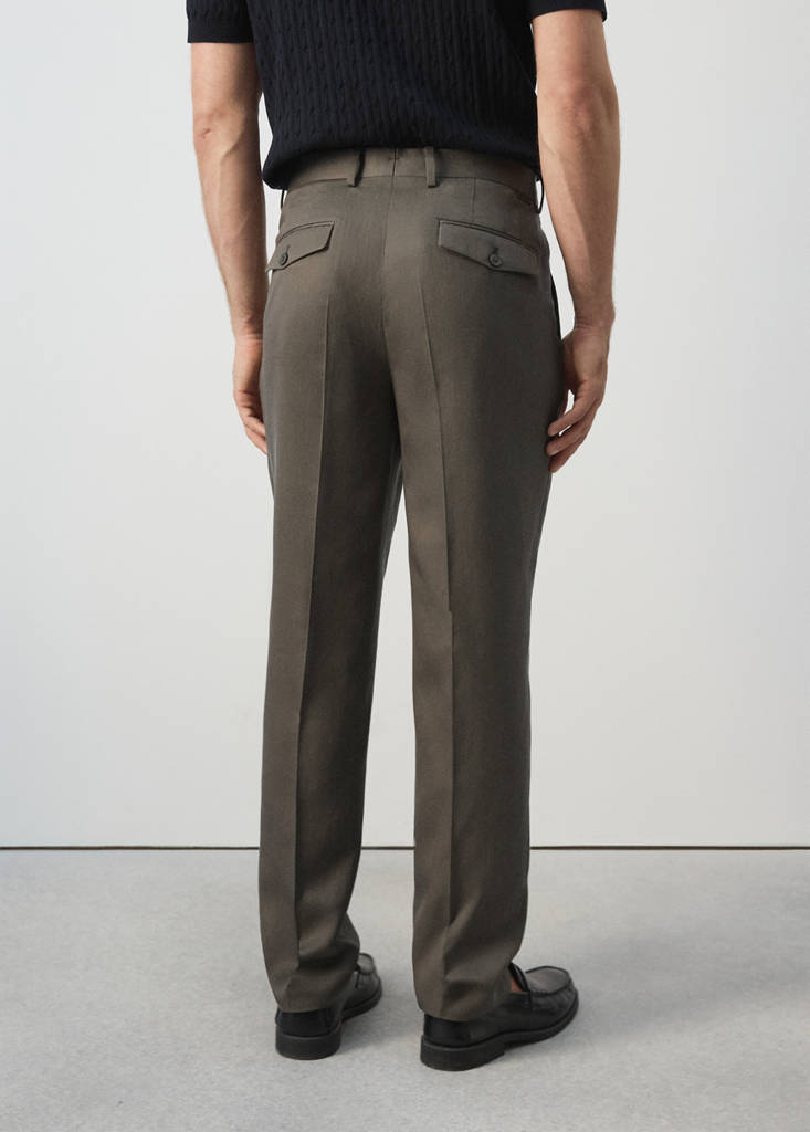 Slim-fit lyocell linen trousers — Medium Brown