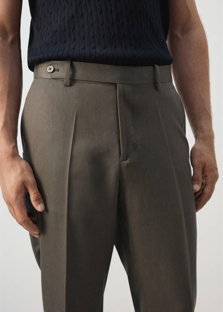 Slim-fit lyocell linen trousers — Medium Brown