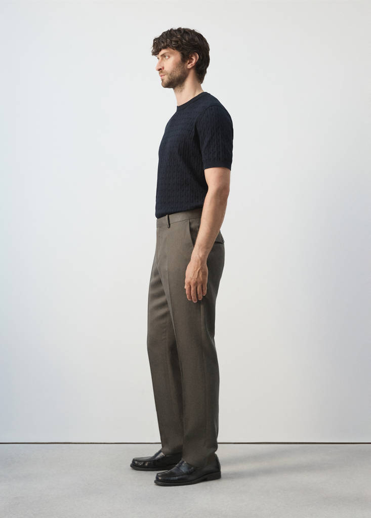 Slim-fit lyocell linen trousers — Medium Brown