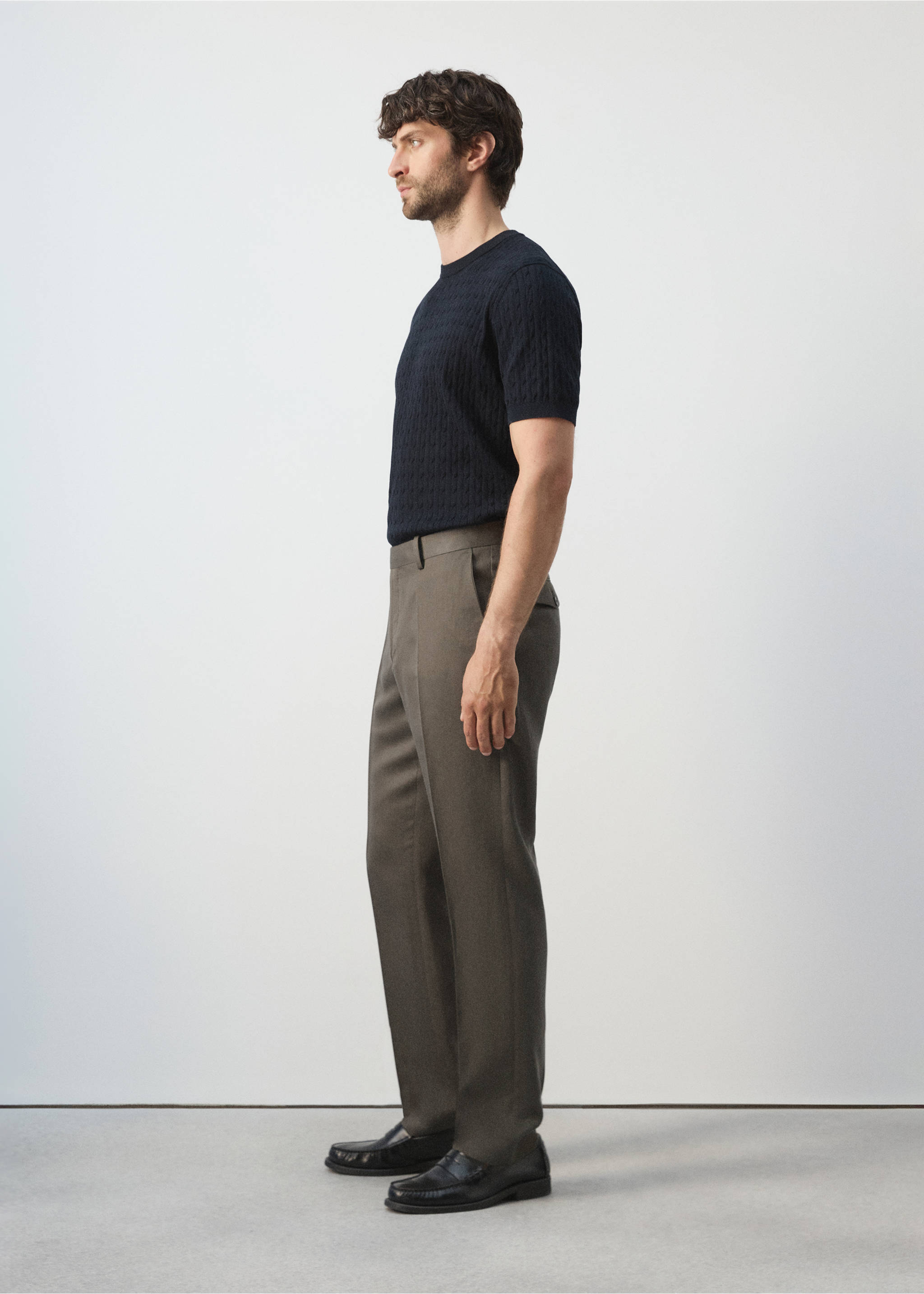 Pantalons slim fit lyocell lli - Detall de l'article 2, Marró mitjà. Ref: 27025933-00.