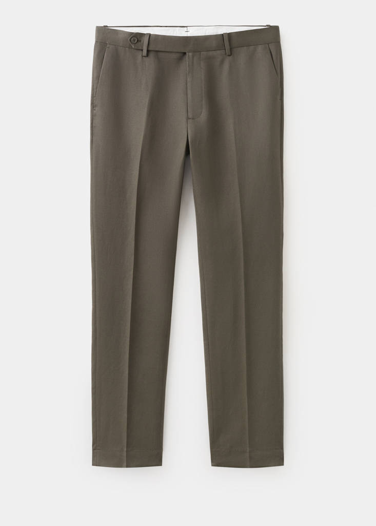 Slim-fit lyocell linen trousers — Medium Brown