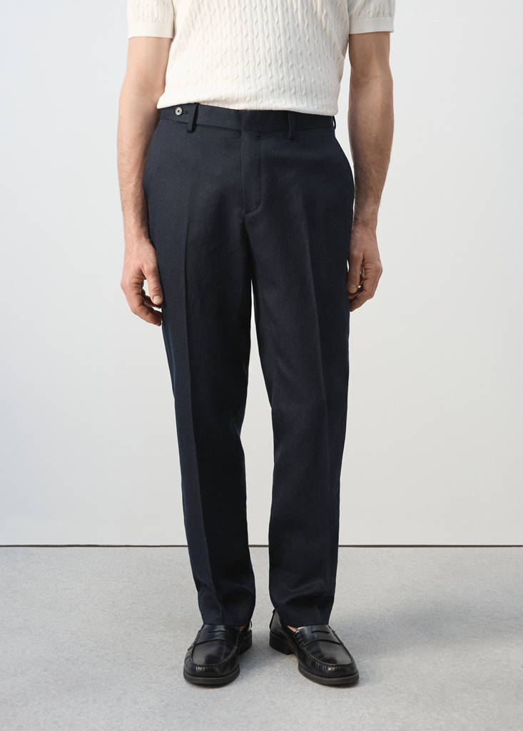 Slim-fit lyocell linen trousers — Navy