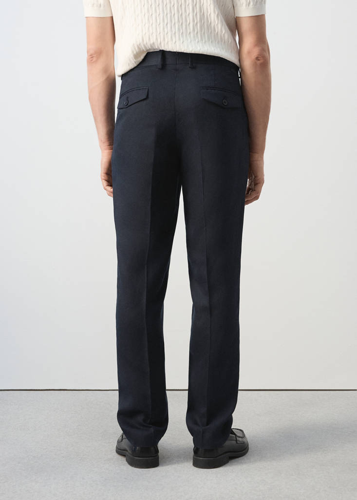 Slim-fit lyocell linen trousers — Navy
