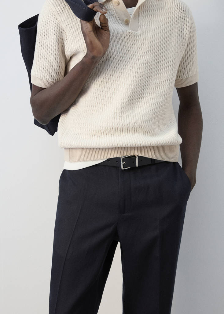 Slim-fit lyocell linen trousers — Navy