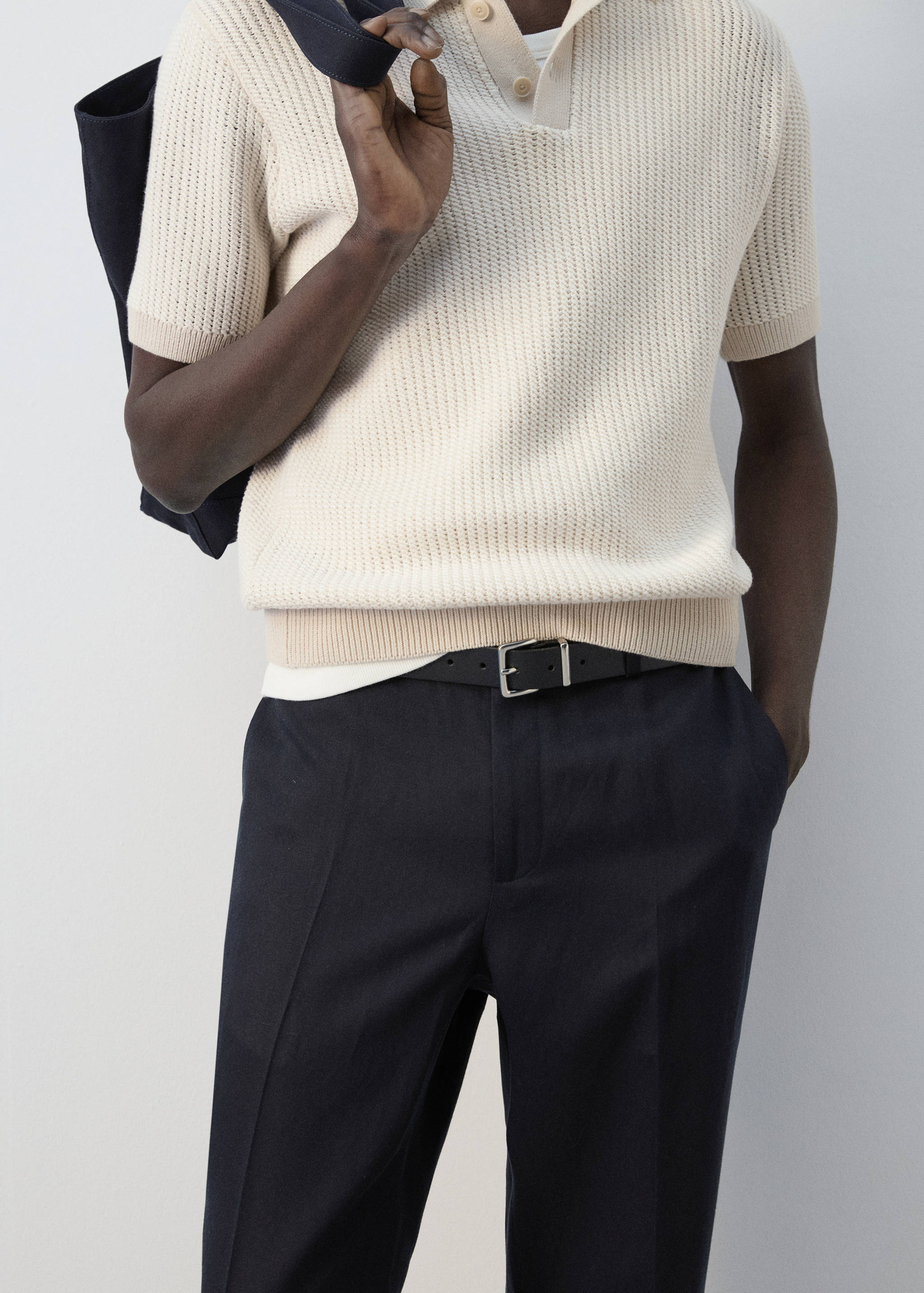 Брюки slim fit лиоцелл и лен - Средний план