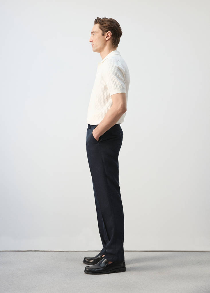 Slim-fit lyocell linen trousers — Navy