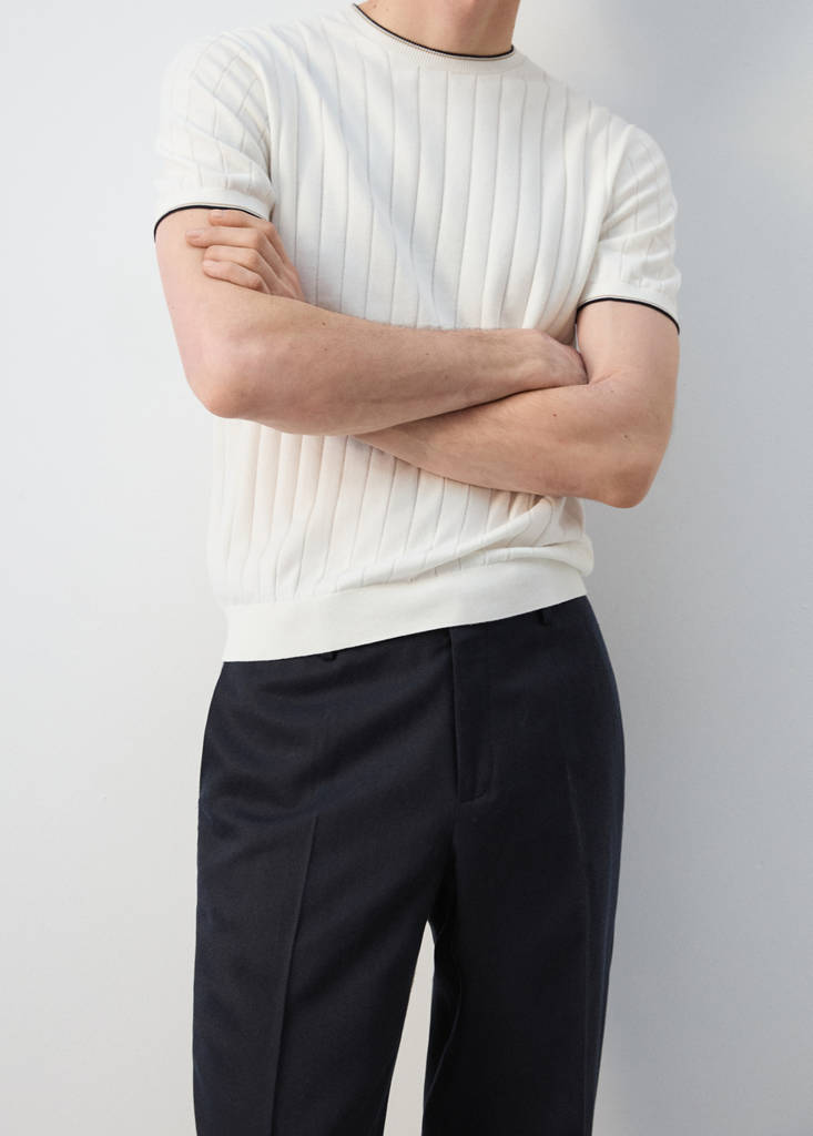 Slim-fit lyocell linen trousers — Navy