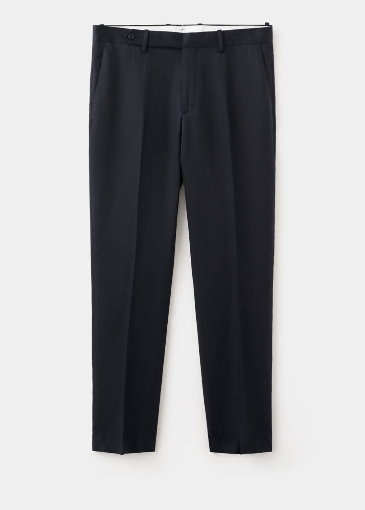 Slim-fit lyocell linen trousers — Navy
