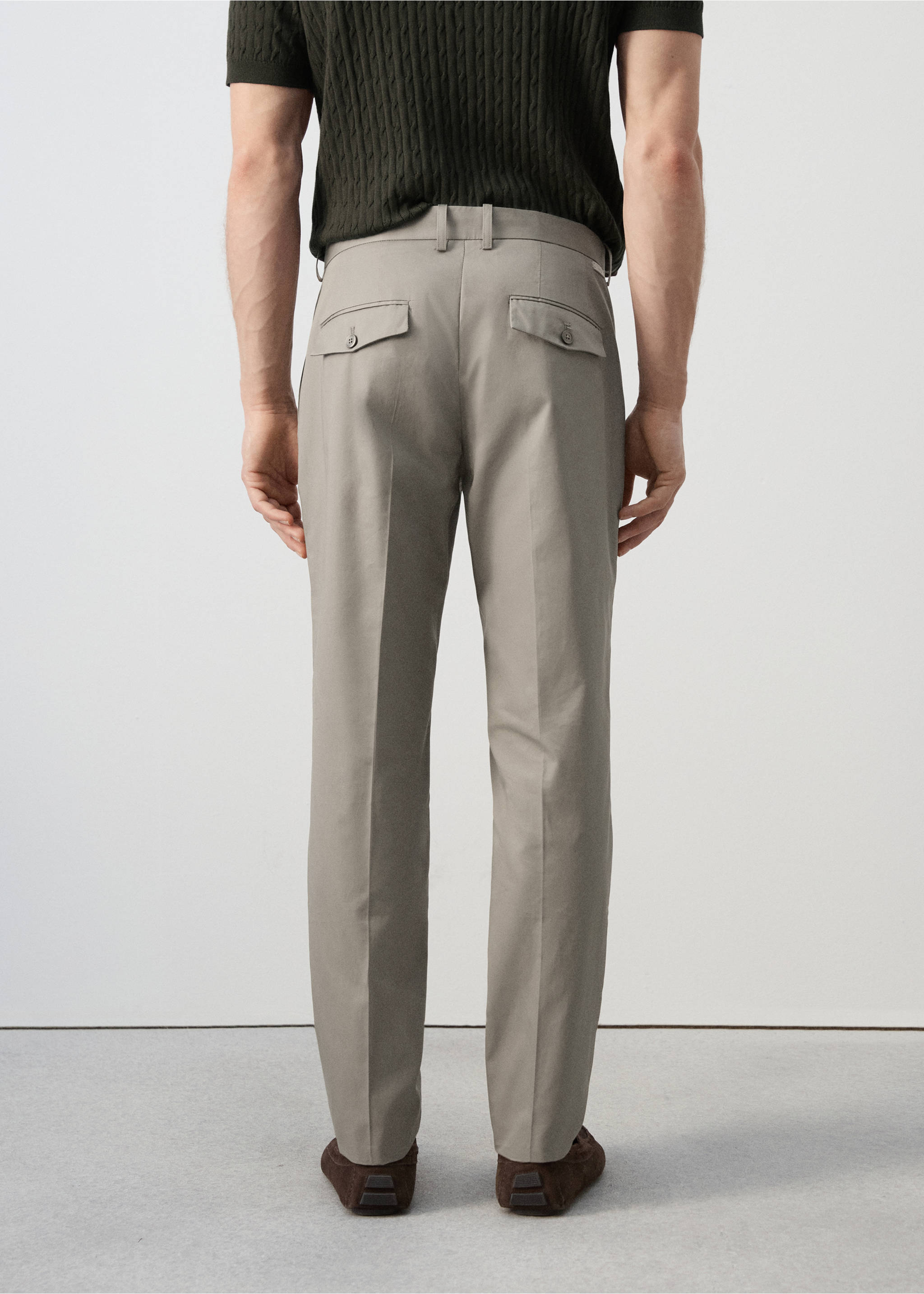 Pantalón sarga 100% algodón slim fit - Reverso del artículo, Beige. Ref: 27025934-03.