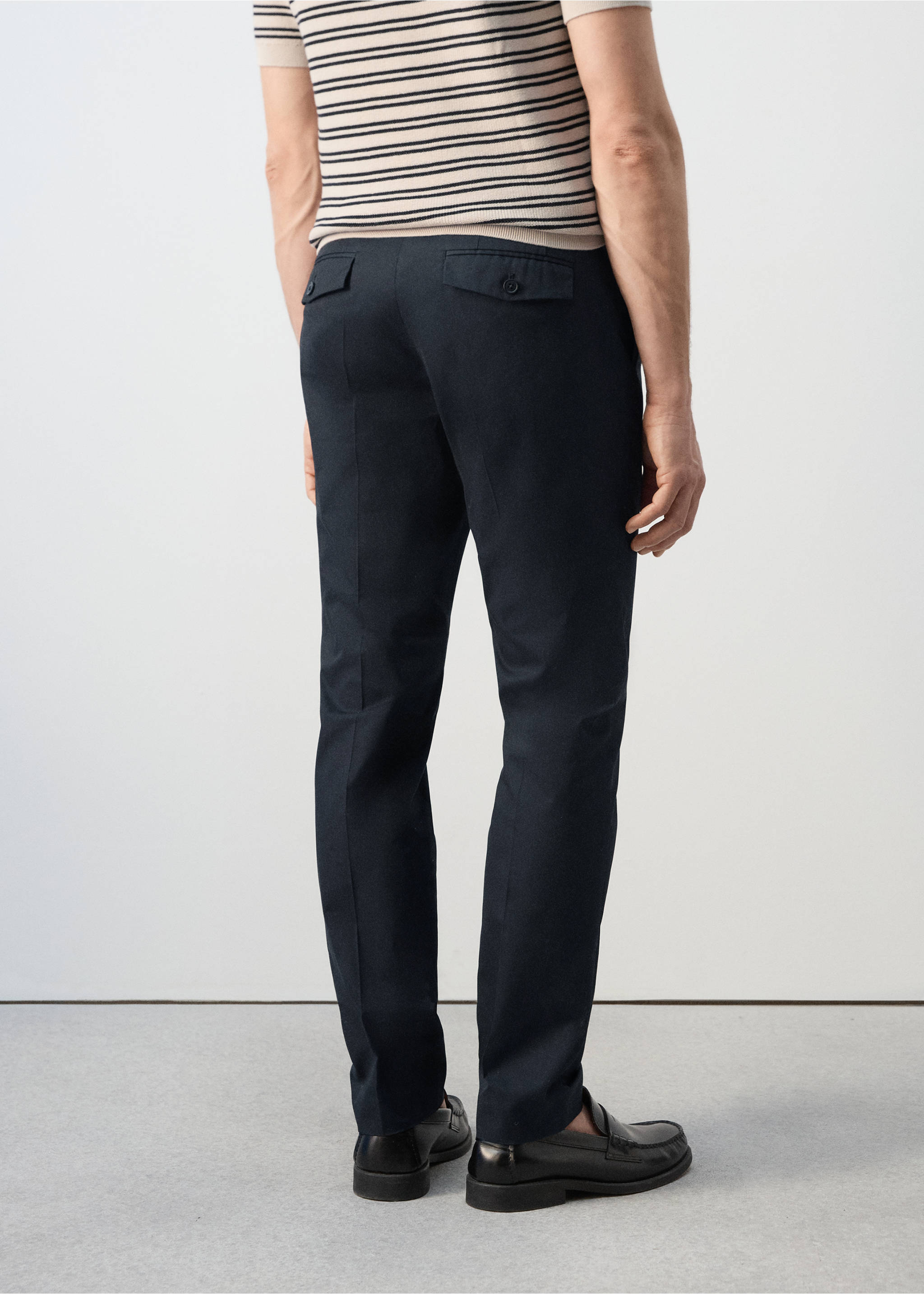 100% cotton twill slim fit trousers - Reverse of the article, Navy. Ref: 27025934-00.