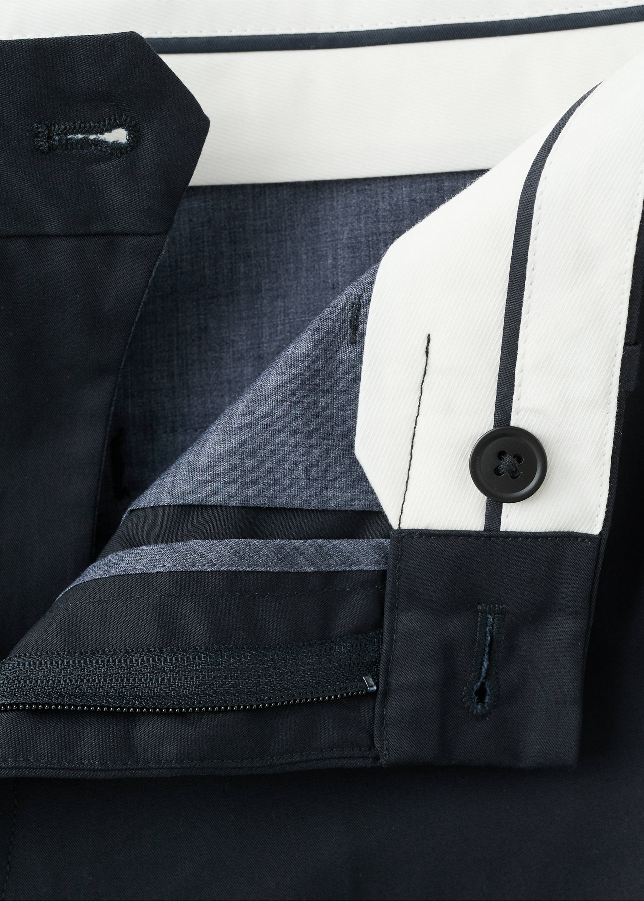 100% cotton twill slim fit trousers - Details of the article 0, Navy. Ref: 27025934-00.