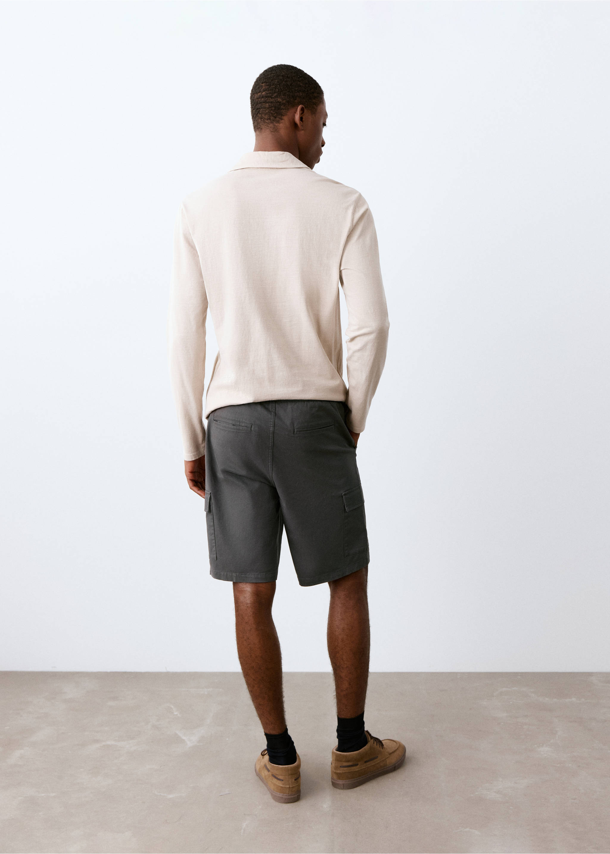 Хлопковые бермуды в грузовом стиле - Обратная сторона изделия, Угольно-серый. Ref: 27025936-00.