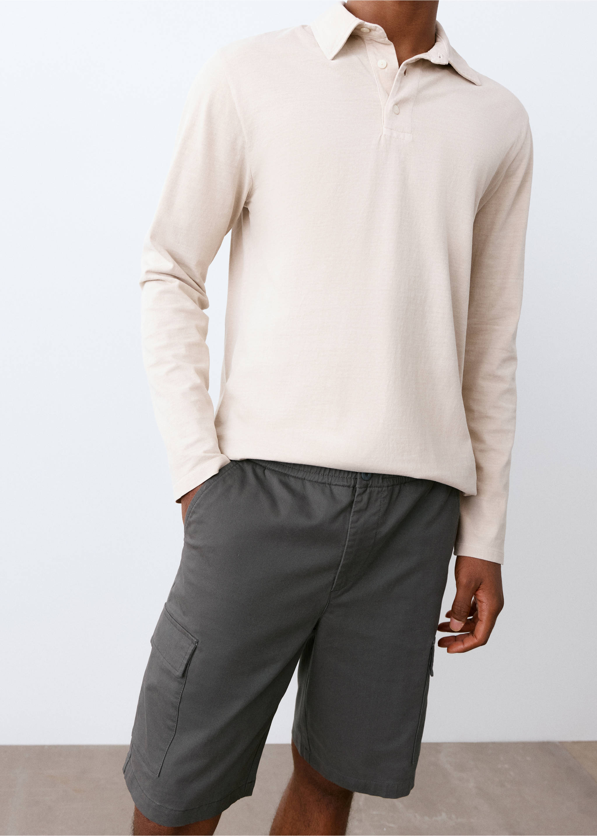 Хлопковые бермуды в грузовом стиле - Деталь изделия 6, Угольно-серый. Ref: 27025936-00.