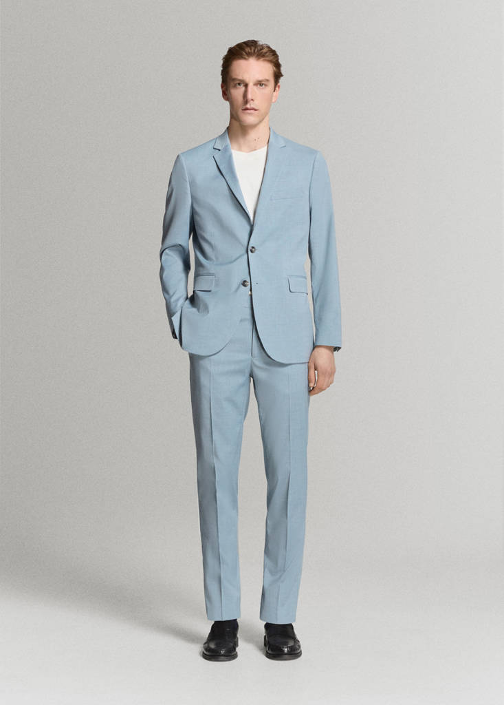 Stretch fabric super slim-fit suit trousers — Sky Blue