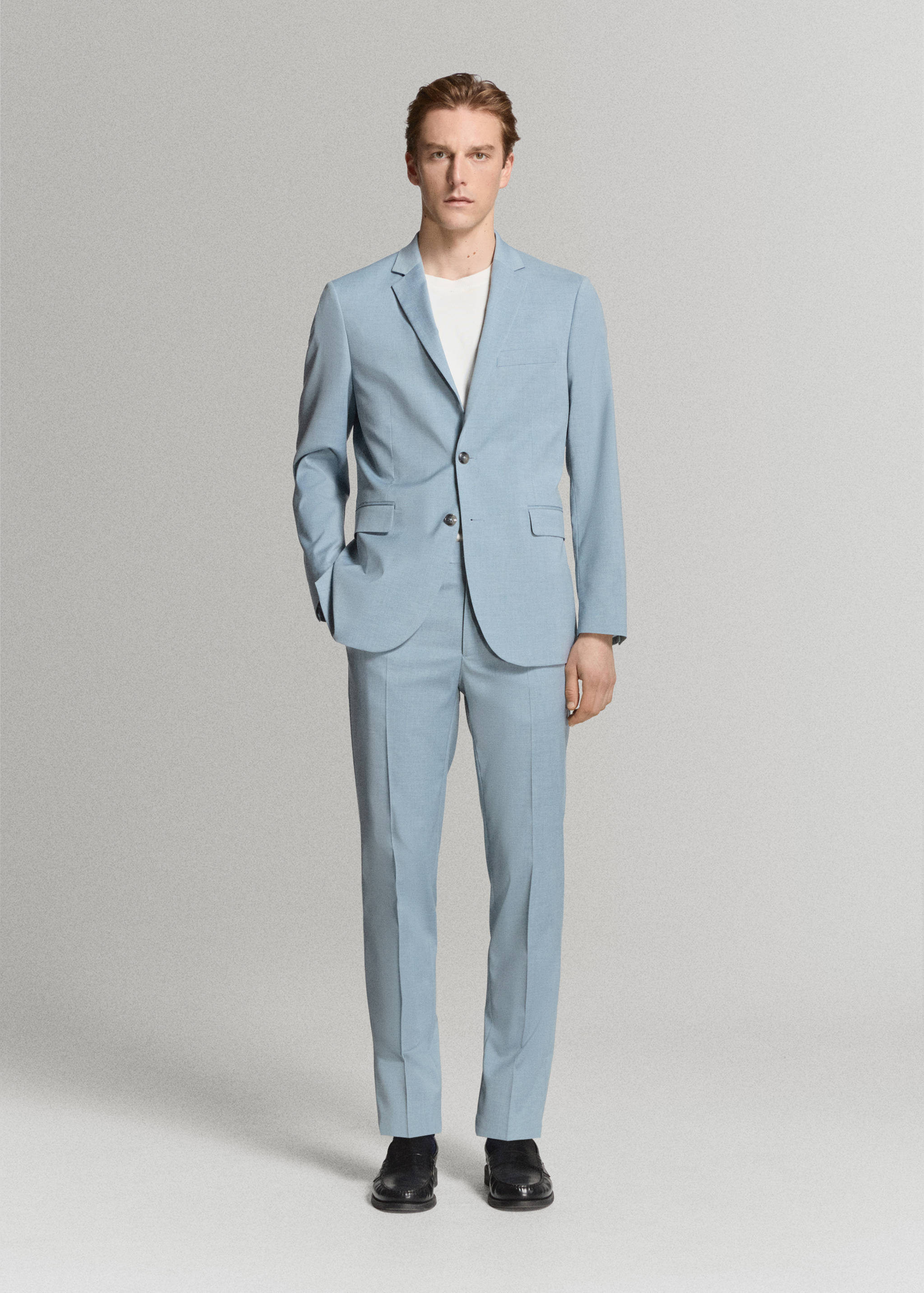 Stretch fabric super slim-fit suit trousers - General plane