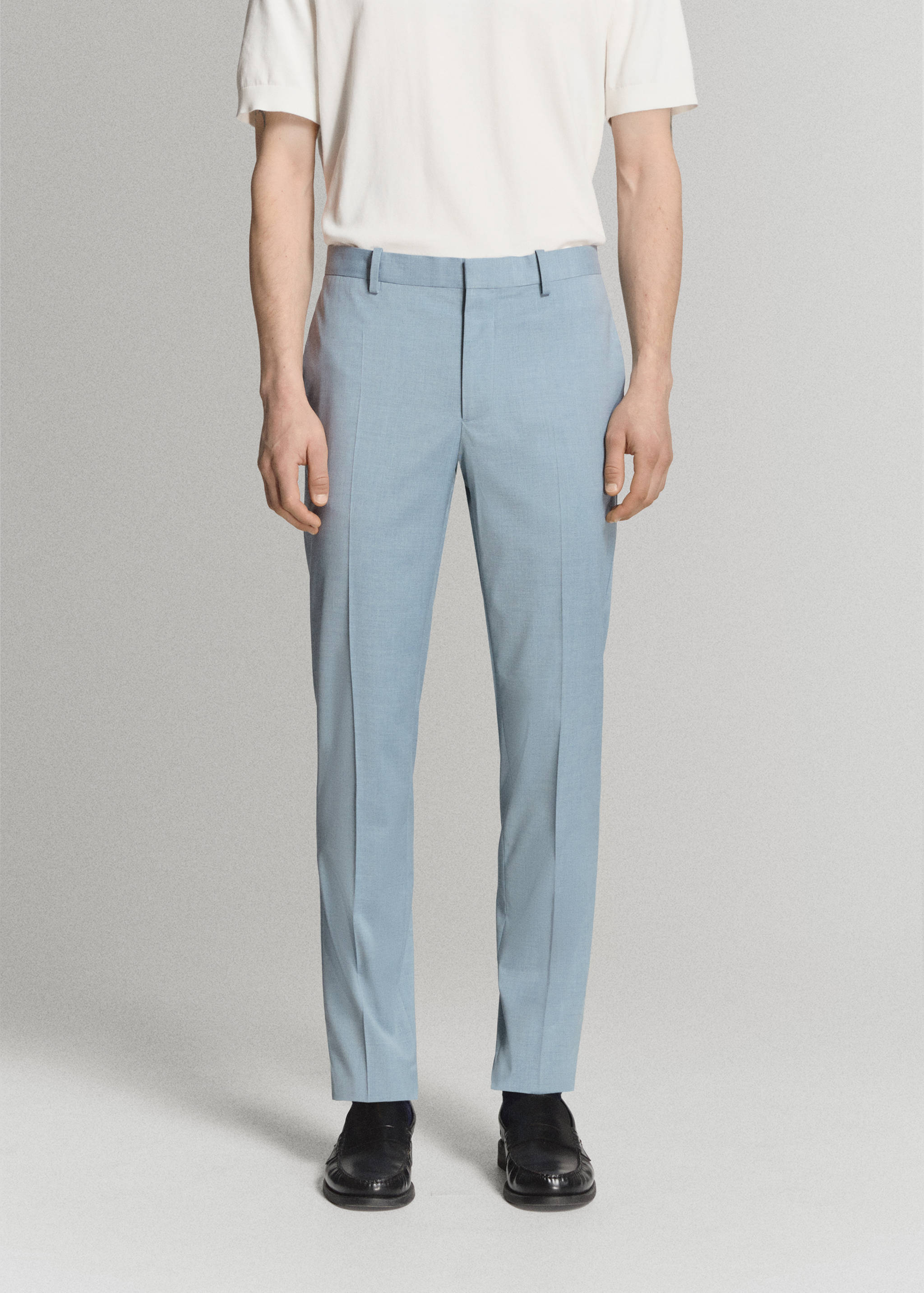 Stretch fabric super slim-fit suit trousers - Medium plane